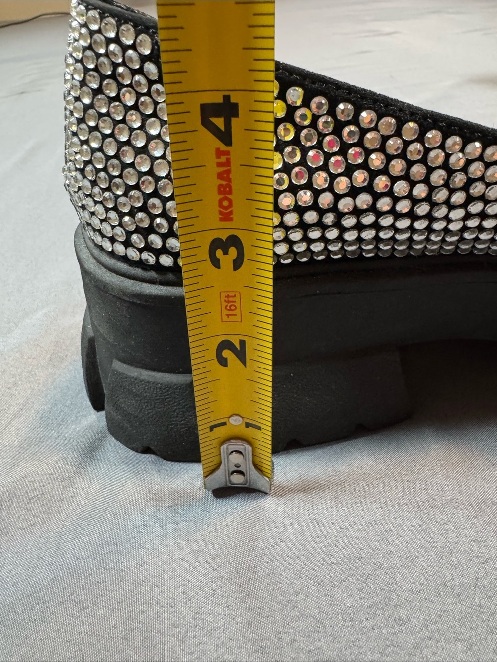 Steve Madden Trifecta Crystal Rhinestone Lug Sole Loafers Size 8.5 - Picture 6 of 6